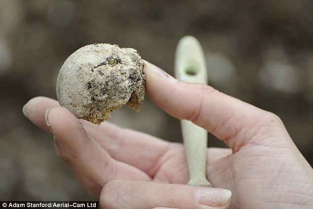 The bluestones may have originally been used to identify individuals who had been buried beneath them. Pictured: Remains found at Stonehenge