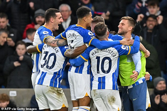 Brighton's win moves them past Liverpool to seventh in the Premier League.