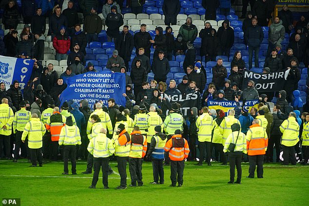 Supporters staged a sit-in and unfurled banners against the club's hierarchy after the defeat