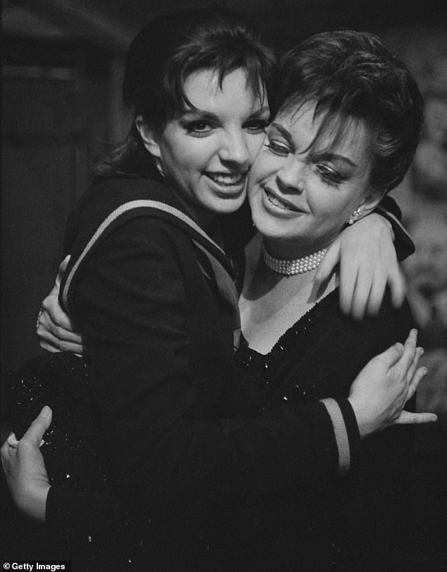 Showbiz legacy: Judy Garland's (right) daughter Liza Minnelli (left) appears backstage in the 1965 Tony-winning musical Flora, The Red Menace