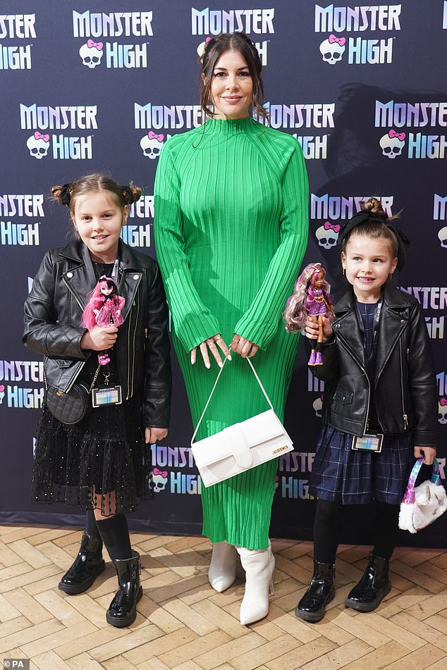 Cuties: Her daughters looked adorable, with Ariana and Siera, whom she shares with ex Adam Horsley, dressed in a matching leather jacket