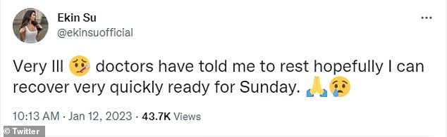 Worrying: She revealed earlier this week that she may be forced to miss the first live show of Dancing On Ice 2023, after coming down with a fever.