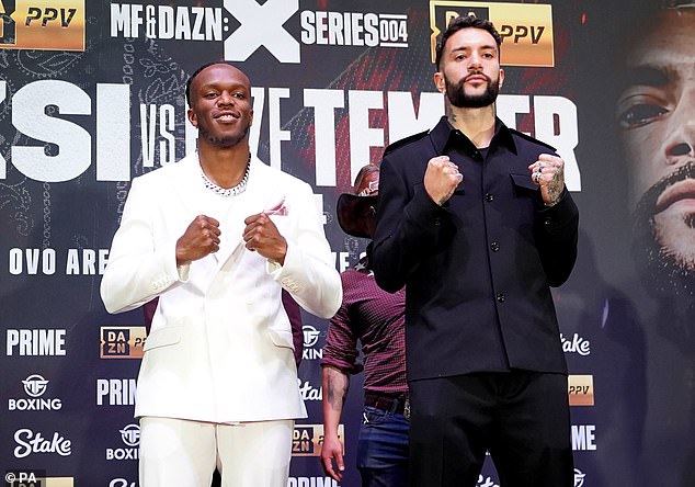 Go ahead!  YouTuber KSI (left) made his return to the ring as he takes on replacement opponent FaZe Temperrr (right) on the latest Misfits boxing card