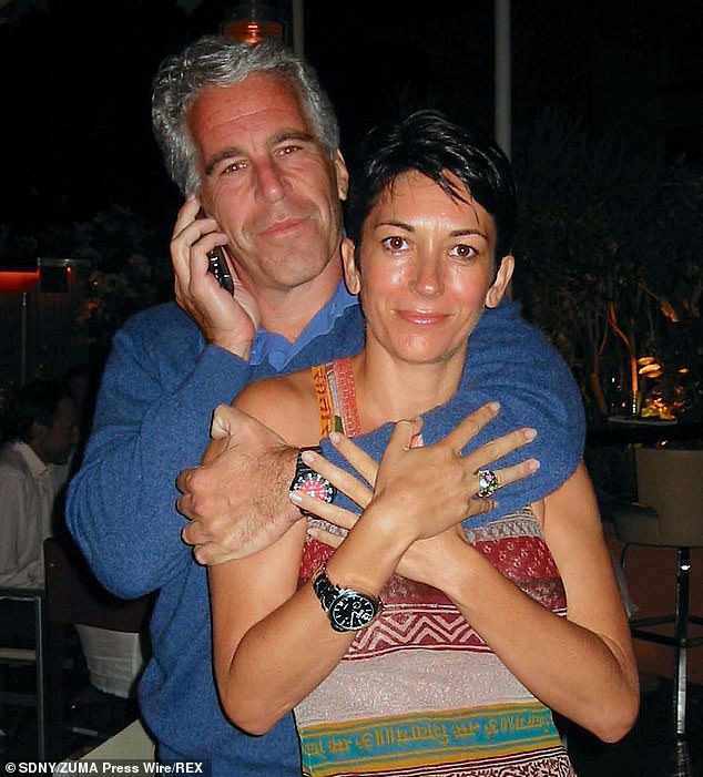 Maxwell is serving a 20-year sentence for grooming girls for his pedophile lover Jeffrey Epstein.  She is pictured with Epstein in an undated photo.