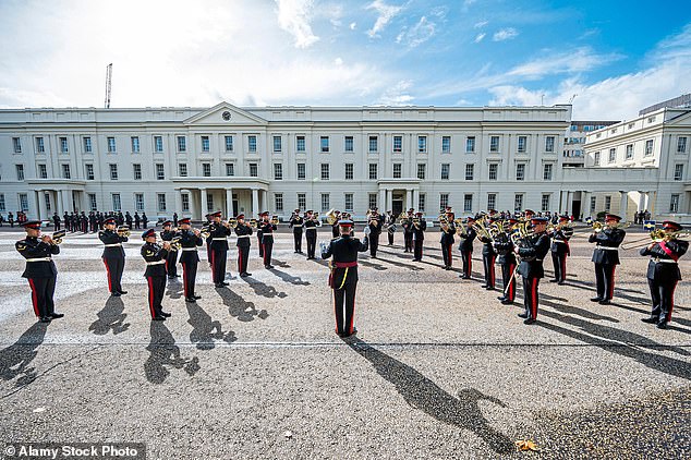 Shameful conditions have been exposed in the barracks where the Army pallbearers who carried the Queen's coffin before her funeral were housed.  Pictured: Soldiers from Squad 94 on September 8, 2022