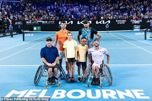 Novak Djokovic (pictured with Kyrgios at last Friday night's charity exhibition match) is coming to the end of his incredible career at 35 years old.