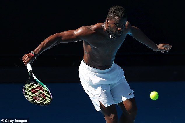 Frances Tiafoe (pictured practicing for the Australian Open) announced herself as a rising star by defeating Rafael Nadal at last year's US Open as he made an impressive run to the semifinals.