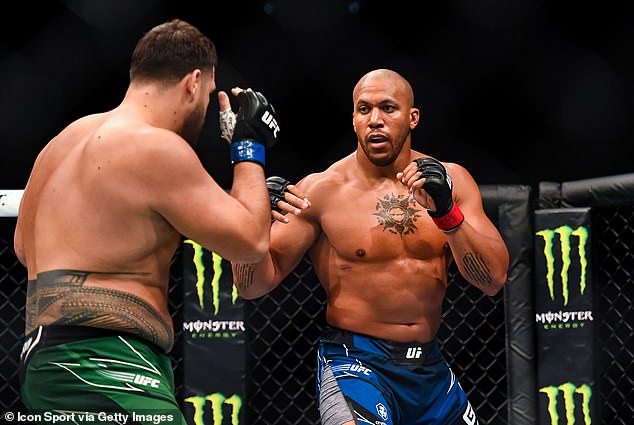 Jones was expected to return at UFC 285 and face heavyweight champion Francis Ngannou, but French star Ciryl Gane (pictured fighting Tai Tuivasa) is getting the coveted fight.