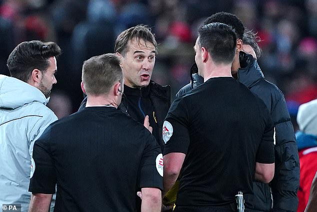 Wolves manager Julen Lopetegui held a 90-minute meeting with the officials after the game.