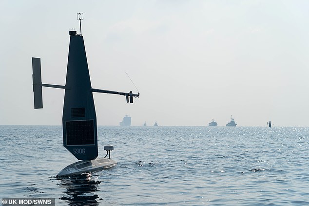 Navy bosses hope new drones like this one, pictured in the Gulf, could help crackdown on cartels smuggling drugs and weapons across the Middle East