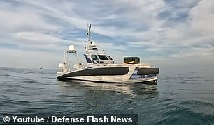 The US Navy, supported by the Royal Navy, runs US run Task Force 59 ¿Robotics Operations Center¿ - which tests drone boats like this in the Gulf