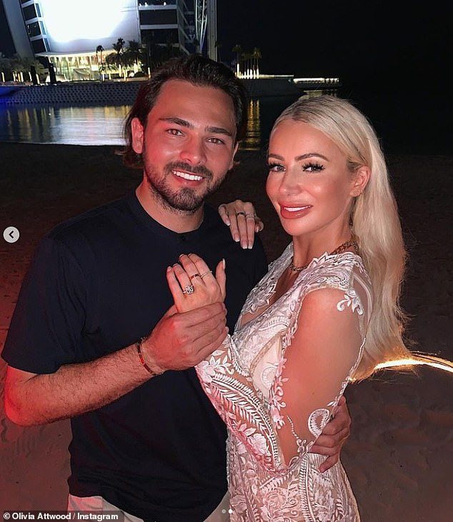 Congratulations: Olivia announced her engagement to Bradley in October 2019, sharing sweet snaps of the couple on a Dubai beach after the footballer popped the question