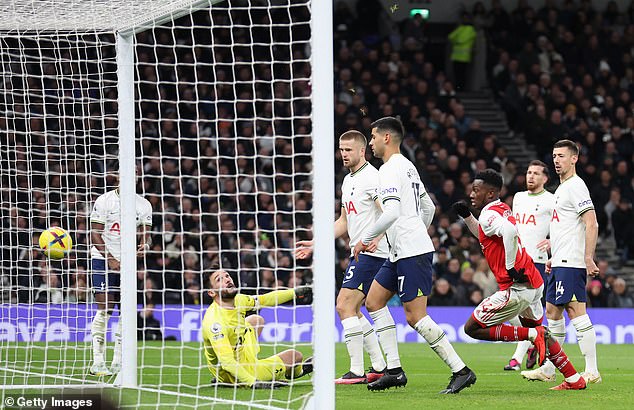 Saka's cross was deflected from Sessegnon, but the French keeper had to do much better.