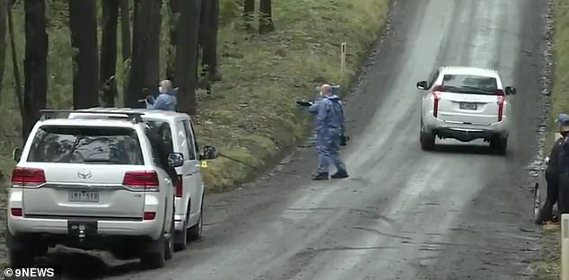 Forensic teams photographed in Moondarra, 200 km from where the two elderly men disappeared.