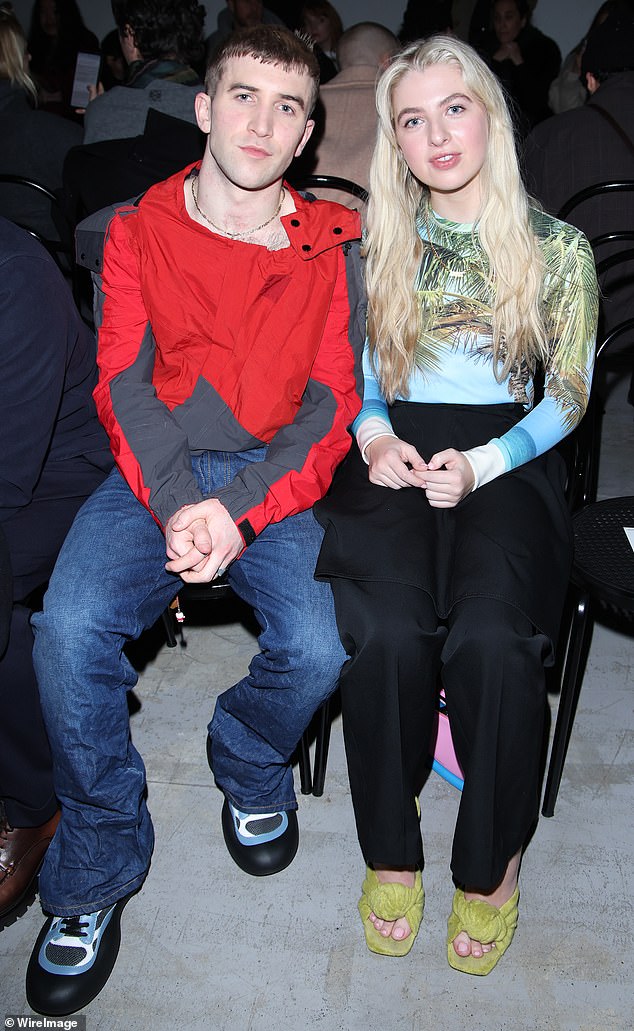 Front row: Actor Callum Scott Howells (left) and model Anais Gallagher (right) also made an appearance.