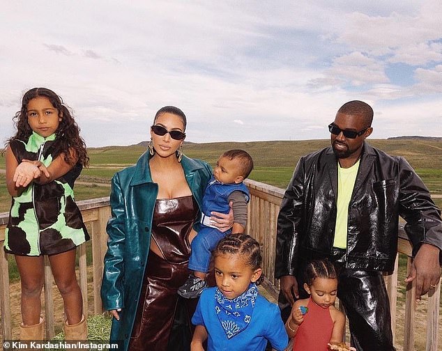 Family portrait: Kardashian has three other children: daughter North West, nine;  holy son, seven;  and her son Psalm her, three, from her six-year marriage to ex-husband number three Kanye 'Ye' West (R), which ended in 2021;  seen in 2020