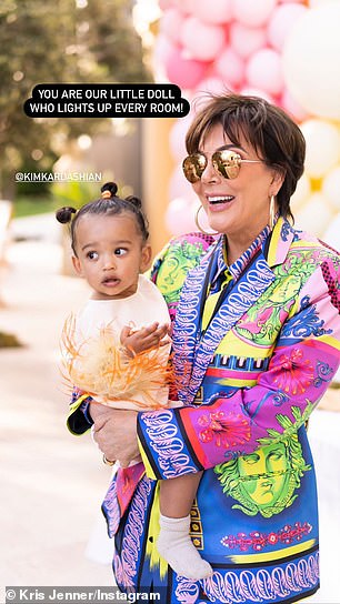 'Happy birthday to my beautiful granddaughter Chi Chi!'  Kim's mom, Kris Jenner, also shared a major birthday tribute to little Chicago with a total of 10 posts on Instagram.