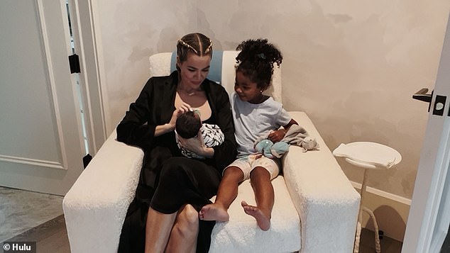 Mother of two: Khloé Kardashian has two children: daughter True Thompson, four;  and a four-month-old son, from her on-again, off-again five-year romance with Tristan, which ended in December 2021.