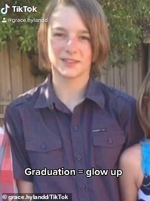 Grace has been documenting her transition from male to female on social media since she began identifying as a girl at the age of 12.  (Pictured before the transition)