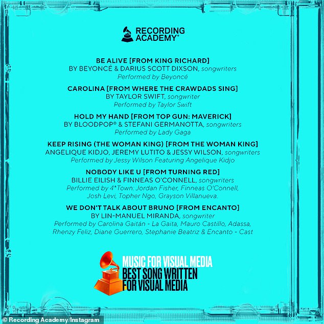 Will Lady Gaga win?  Top Gun: Maverick's theme song Hold My Hand is nominated for a trophy at the 65th Annual Grammy Awards on February 5, and his stunt team is up for a trophy at the 29th annual Grammy Awards. of the Screen Actors Guild Awards on February 26.