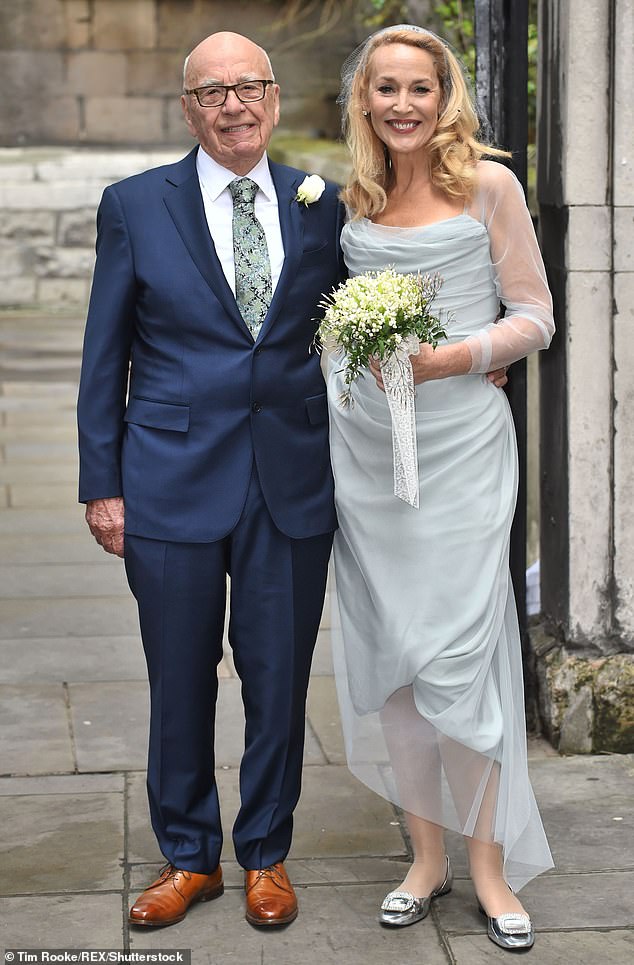 Murdoch finalized his divorce from his fourth wife, Jerry Hall (seen on their wedding day in 2016), in August 2022 after six years of marriage