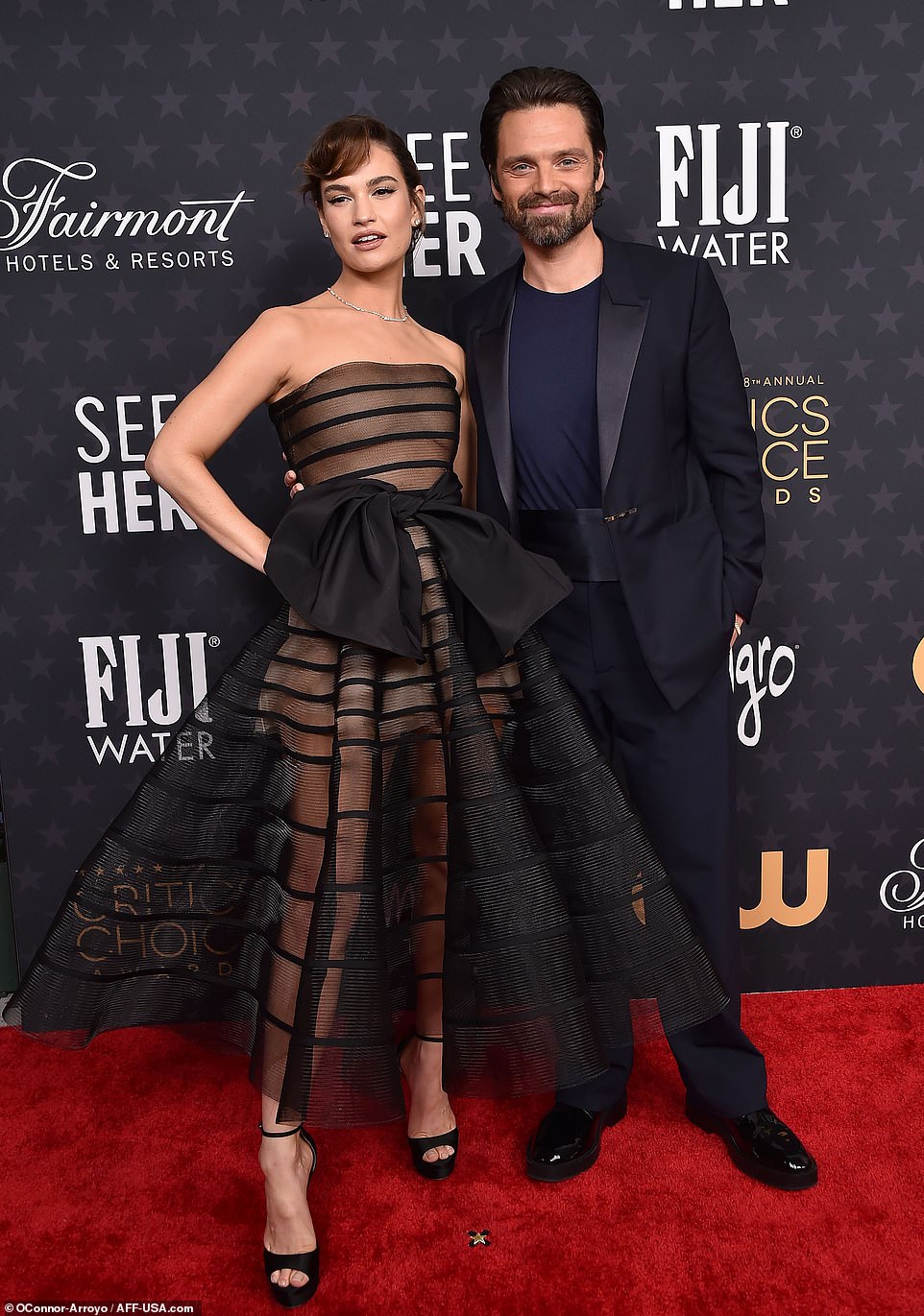 Co-stars: Posing for a plethora of snaps on the event's red carpet, Pam & Tommy co-star Sebastian Stan joined her for some photos together