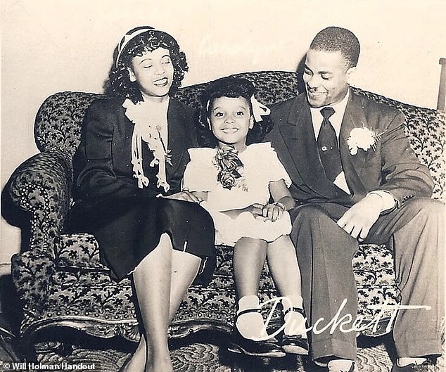 There have been various accounts of the 1945 encounter, in which the duo were reprimanded by an anonymous officer who Alfred A. Duckett (right), Stacy Leftridge's second husband, said was romantically involved with one of the women.  Duckett, a journalist, learned of the story after meeting Stacy and her daughter (pictured) in 1950. The couple would marry soon after.