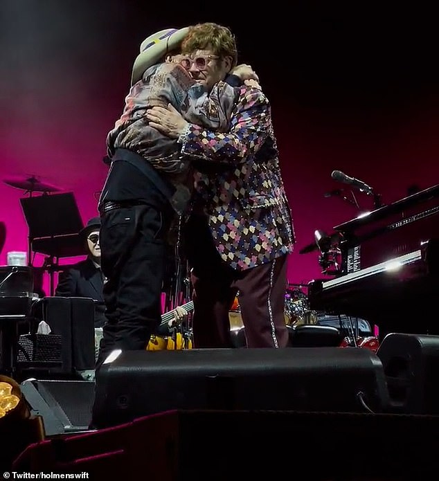 The legendary Australian music critic was looking at his old friend Sir Elton in the crowd at AAMI Park for his Farewell Yellow Brick Road tour, before taking the stage.