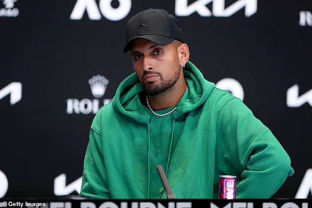 Nick Kyrgios of Australia speaks during a press conference during a practice session ahead of the 2023 Australian Open at Melbourne Park on January 14.