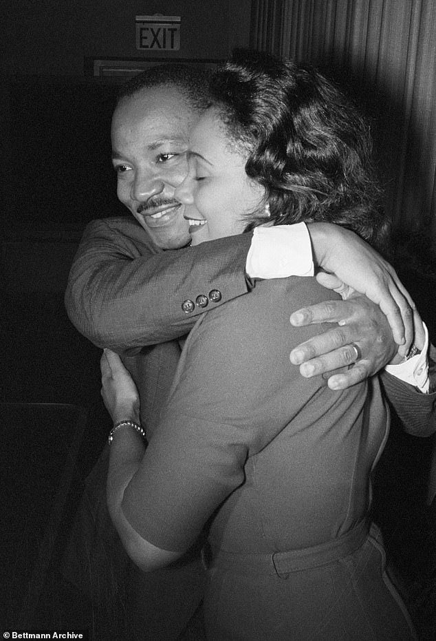 The 20-foot-tall 'The Hug' piece depicts the famous hug between the two civil rights leaders after MLK Jr. learned he had won the Nobel Peace Prize in 1964.