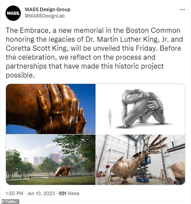 It was designed by Hank Willis Thomas and the MASS Design Group and was selected from 126 proposals and installed on Boston Common, not far from where King led a rally in 1965.