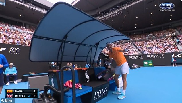 As his search became more and more frantic, Nadal realized that the ball boy had taken his racket during the break between sets.