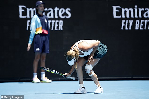 Collins managed to fight back in three sets despite picking up a left knee injury.