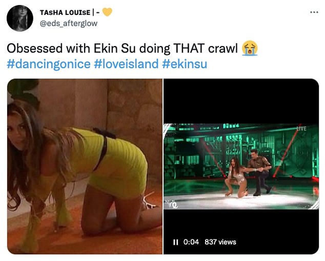 Love it: Other viewers, however, loved the throwback with one writing: 'No Ekin-Su doing her famous terrace walk on the ice [what an] icon!'