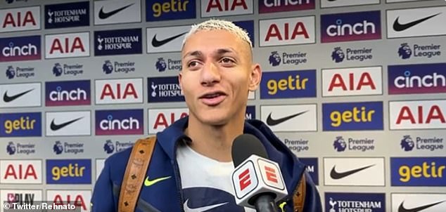 After the match, Richarlison apologized, claiming it was because Martinelli was 'diving a lot'