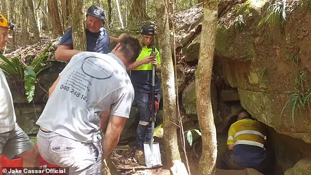 Rescuers were encouraged to hear Jax continue to bark and whimper as they tried to open an opening in the cave.