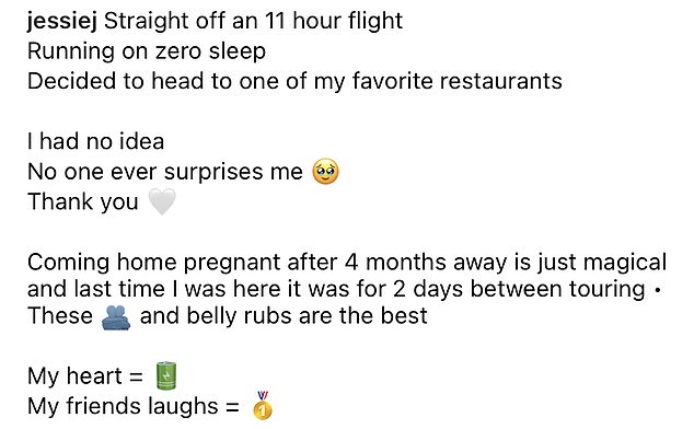 Sold Out: In her caption, the Price Tag singer wrote: 'Fresh off an 11 hour flight.  Running on zero sleep.  I decided to go to one of my favorite restaurants.  I had no idea'