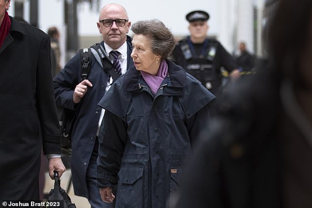 Princess Anne, pictured here at Paddington Station on Thursday, is set to go to King Constantine's funeral