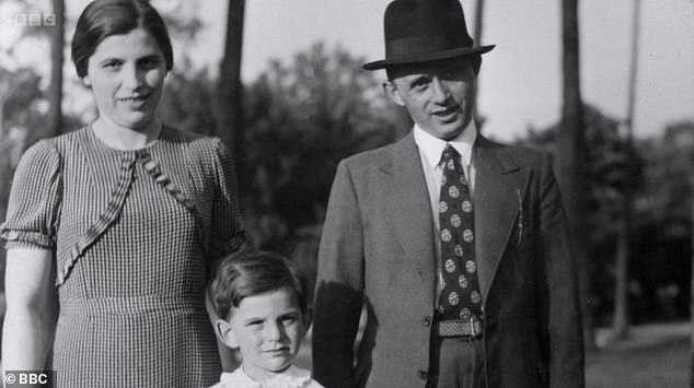 Sol Messinger escaped from Germany in the St. Louis with her mother and father.  Above: a family photo