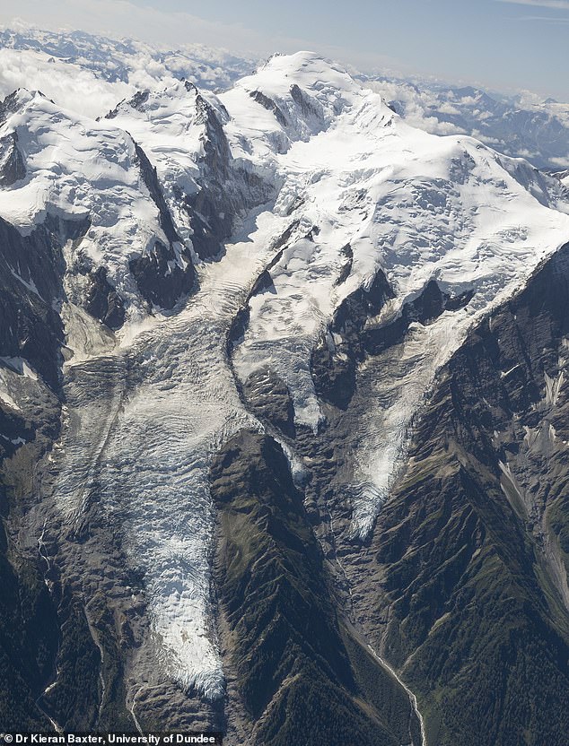 The accident happened on Saturday afternoon on the Argentière Glacier, one of the Mont Blanc mountain range's biggest glaciers (File photo of the Argentière Glacier)