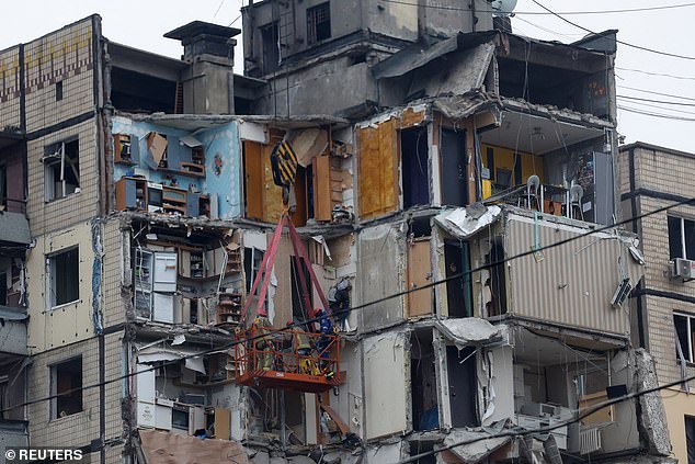 The apartments in Dnipro, in central Ukraine, housed 1,700 people before Saturday's attack.