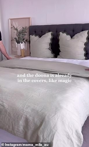 Then he undid the doona and the doona was already on the cover 'like magic'