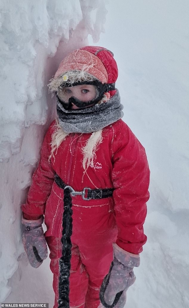 Seren (pictured) became the youngest to complete the climb of the highest mountains in Wales, England and Scotland in less than 48 hours.