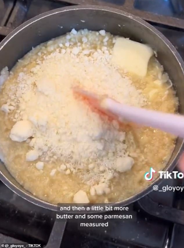 While the pot is off the heat, add freshly grated Parmesan cheese for extra creaminess.