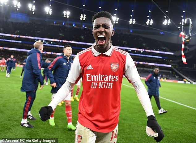 Eddie Nketiah (pictured) has joined Arsenal in place of injured striker Gabriel Jesus