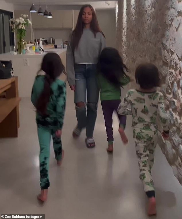 Before the big pothole: The kids ran to mom and then bumped into her