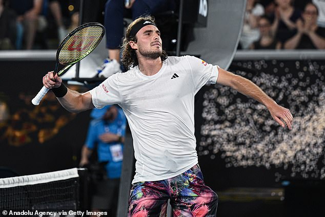 Tsitsipas stumbled over his last line of local slang, which should have been 'totally like a drinking lizard', but the Melbourne crowd laughed anyway.