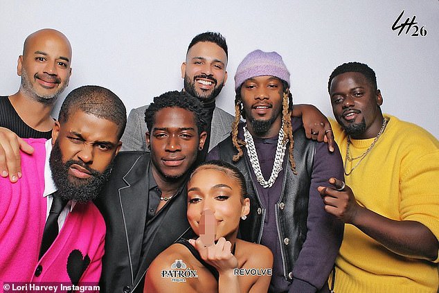 Good times: She posed with Damson in a photo booth, as well as her friends Offset and Daniel Kaluuya.