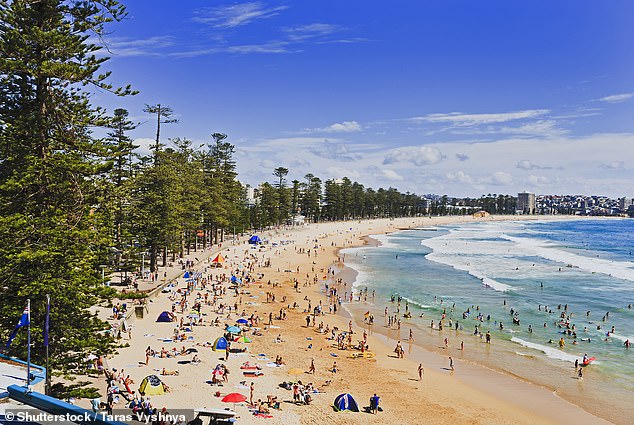 Adelaide is forecast to top 38C on Tuesday, while Sydney (pictured is Manly Beach in the city's north) will record 30C for the first time this summer on Wednesday.