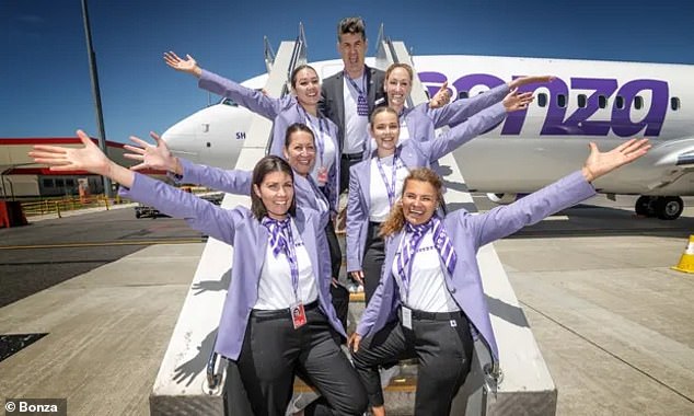 The budget airline's launch has been described as a 'welcome milestone' for 'underserved' routes (Bonza CEO Tim Jordan pictured with airline staff)